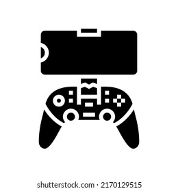 Gamepad Controller For Phone  Glyph Icon Vector. Gamepad Controller For Phone  Sign. Isolated Symbol Illustration