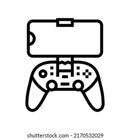 Gamepad Controller For Phone  Line Icon Vector. Gamepad Controller For Phone  Sign. Isolated Contour Symbol Black Illustration