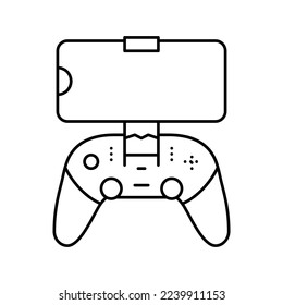gamepad controller for phone line icon vector. gamepad controller for phone sign. isolated contour symbol black illustration