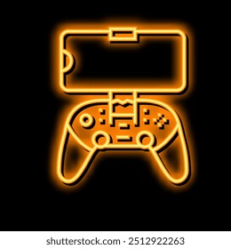 Controlador de gamepad para el Vector de la señal de luz de neón del teléfono. Controlador de gamepad para la ilustración del teléfono