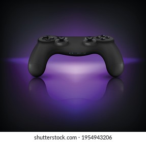 Gamepad controller videogames composition of realistic gaming pad image with buttons and joysticks on gradient background vector illustration