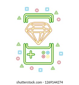 gamepad diamond neon video game