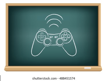 Gamepad drawing on education blackboard on a white background