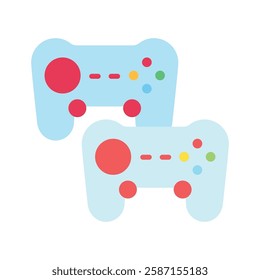 Gamepad flat color, mini illustration icon. use for modern concept, print, UI, UX kit, web and app development. Vector EPS 10, related to entertainment, festival, funfair and hobbies.