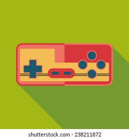 gamepad flat icon with long shadow