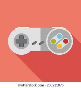 gamepad flat icon with long shadow