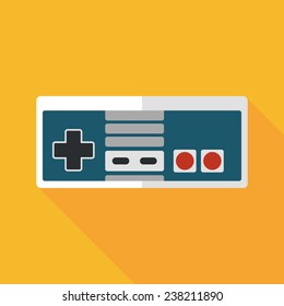 gamepad flat icon with long shadow