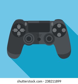 gamepad flat icon with long shadow