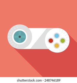 gamepad flat icon with long shadow