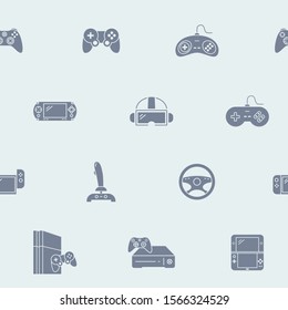 Gamepad and Game console background - Vector seamless pattern solid silhouettes of joysticks and cyber sport graphic design