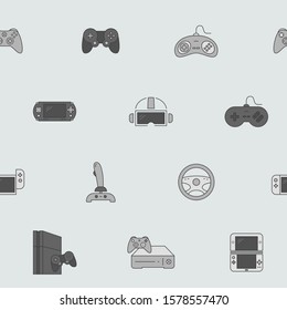 Gamepad and Game console background - Vector color seamless pattern of joysticks and cyber sport graphic design