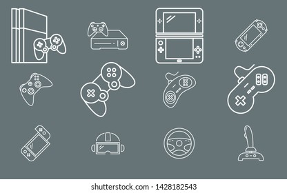 Gamepad and Game console - Icons Set Vector outline for Web or Mobile