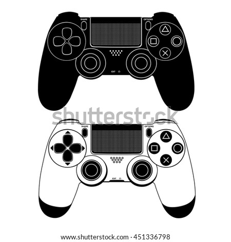 Gamepad for game console.The joystick for the console.The controller in the vector.Joystick vector illustration.Gamepad logo.