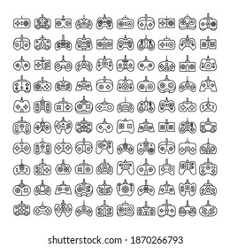 diseño de línea de iconos de gamepad y controlador de juegos