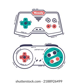 Gamepad as Game Controller and Input Device for Video Game Console Outline Vector Set