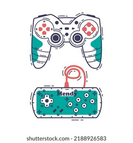 Gamepad as Game Controller and Input Device for Video Game Console Outline Vector Set