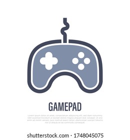 Gamepad, game controller. Symbol of video game or entertainment. Gamer equipment. Thin line icon. Vector illustration.