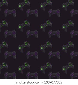 gamepad green and purple pattern background.