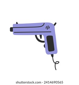 Gamepad gun vector illustration. Doodle vector illustration. Video game device with wire. Joystick, controller. Computer, entertainment, children, fun theme.