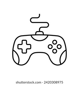 Icono de Gamepad. Silueta lineal de contorno negro. trazos editables. Vista frontal superior. Ilustración gráfica plana vectorial simple. Objeto aislado sobre un fondo blanco. Aislar.