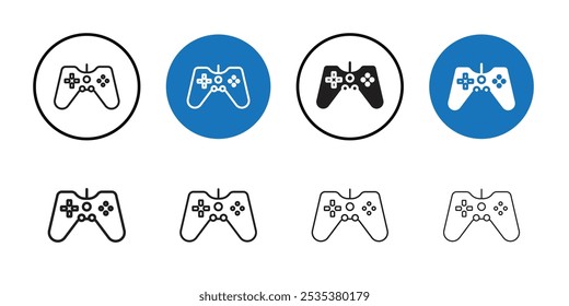 Gamepad icon Black line art vector logo set
