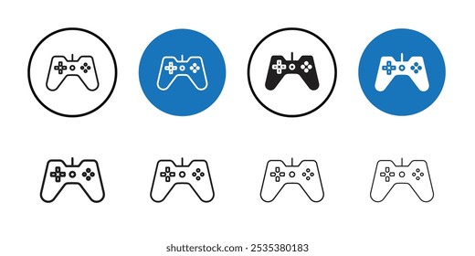 Gamepad icon Black line art vector logo set