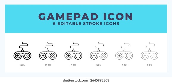 Gamepad icon with different stroke. Editable stroke. Vector illustration.