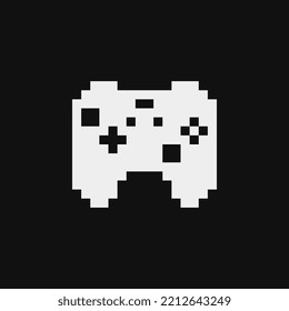 Gamepad icon, emoji. Video game. Retro 80s pixel art. Flat style. Old school computer graphic design. 1-bit sprite. Game assets. Isolated vector illustration.