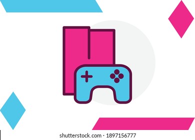  Gamepad icon filled line color .Game genres and attributes elements. 