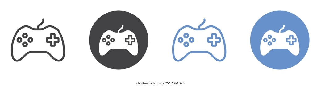 Conjunto de símbolos de línea plana de icono de gamepad.