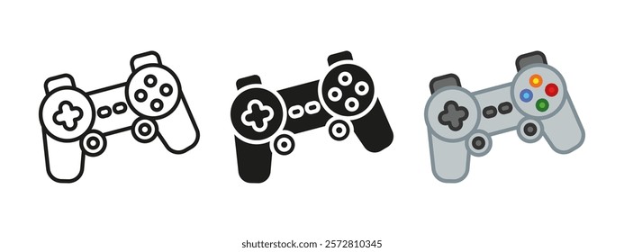 Gamepad icon. Gaming console controller vector illustration. Vintage retro joystick symbol. Video game sign. Wireless gaming devise pictogram. Player concept isolated.