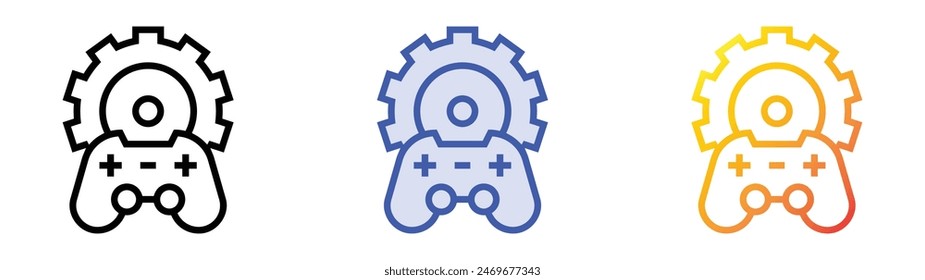 gamepad icon. Linear, Blue Fill and Gradient Style Design Isolated On White Background