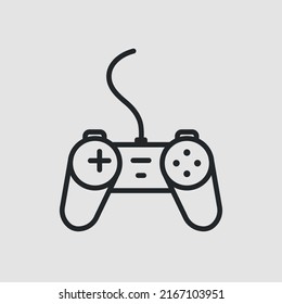 Gamepad icon. Lined minimalistic gamepad isolated on light background. For social media, web and app design. Vector illustration 
