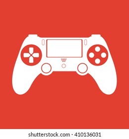 Gamepad icon on red background.