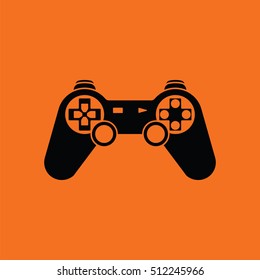 Gamepad  icon. Orange background with black. Vector illustration.