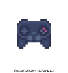 Gamepad Icon. Retro 80s Pixel Art. Flat Style. Old School Computer Graphic Design. 8-bit Sprite. Game Assets. Isolated Vector Illustration.