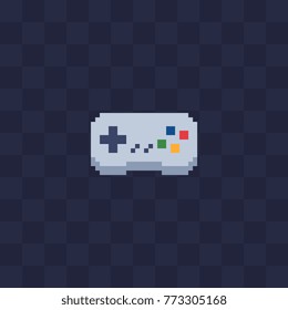 Gamepad icon. Retro 80s pixel art. Flat style. Old school computer graphic design. 8-bit sprite. Game assets. Isolated vector illustration.