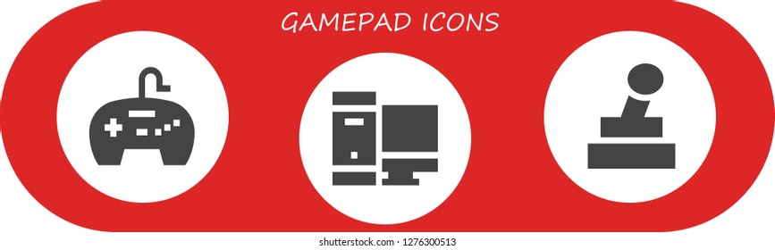  gamepad icon set. 3 filled gamepad icons. Simple modern icons about  - Gamepad, Gaming, Joystick