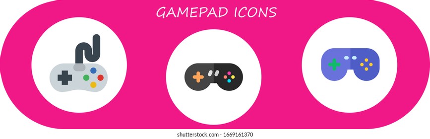 gamepad icon set. 3 flat gamepad icons.  Simple modern icons such as: game controller