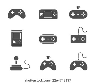 Juego de iconos de Gamepad. De color negro. Aislado sobre fondo blanco. 