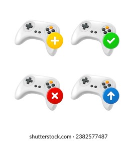 Juego de iconos Gamepad con diferentes pictogramas. conjunto de iconos vectoriales de 3 d