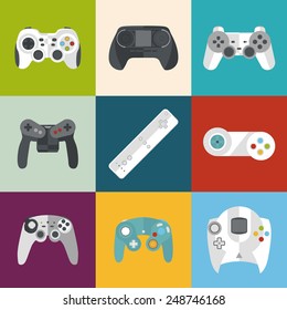 gamepad icon set. flat style vector illustration