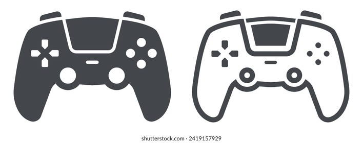 Gamepad icon set. Game controller symbols. Joystick wireless console signs isolated on transparent.