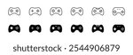 Gamepad icon set. Line and glyph game controller. Joystick collection vector