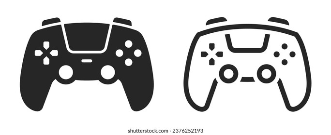 Gamepad icon set. Video game controller, joystick, console icon in flat and line style - stock vector.