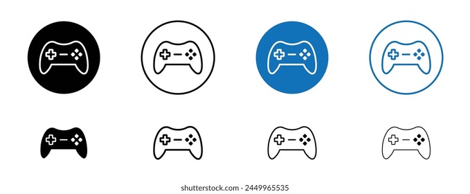 Gamepad icon set. Gamepad video game controller vector symbol in black filled and outlined style.