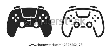 Gamepad icon set. Video game controller, joystick, console icon in flat and line style - stock vector.
