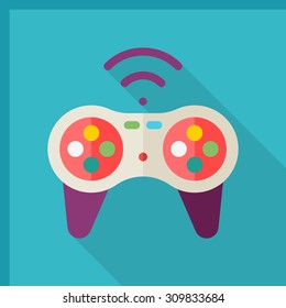 Gamepad icon, vector illustration. Flat design style with long shadow,eps10