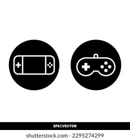 Plantilla del logotipo de la ilustración del vector del icono Gamepad para muchos fines. Aislado sobre fondo blanco.