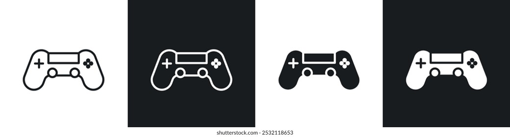 Gamepad icon vector icon set black filled and outlined style.